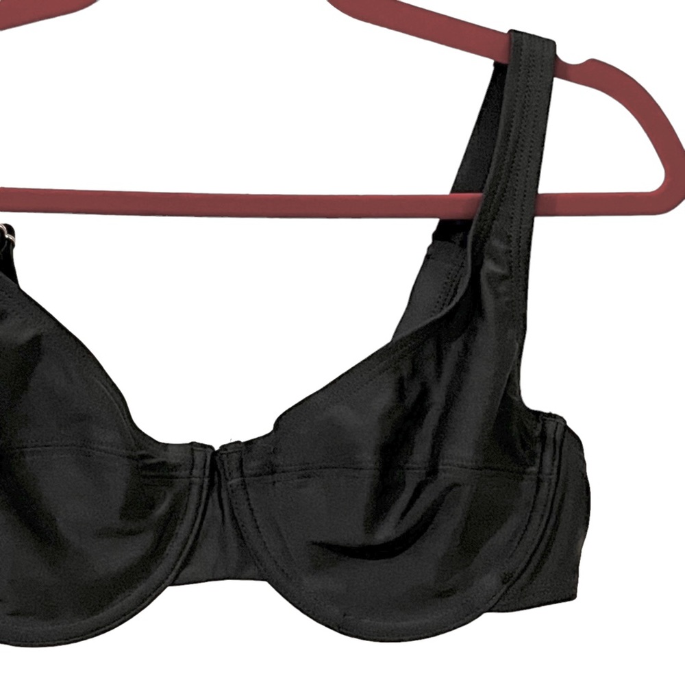 Ellos Bikini Swim Top Sz 10 Black Sexy Modern Underwire Lined Full Coverage - Picture 2 of 6